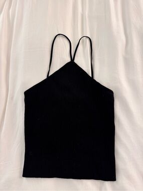 Zara Black Slim Strap Ribbed Cami Top